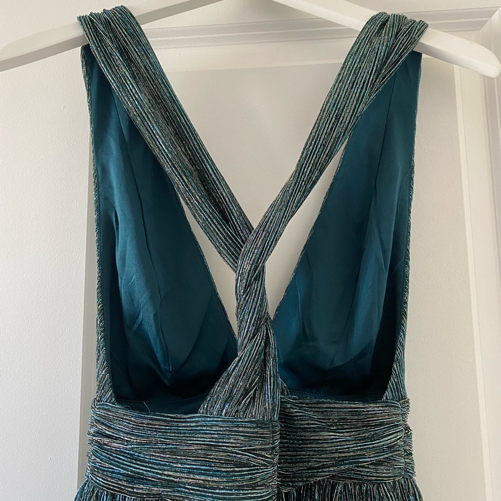 Lulus Ailey Gold and Teal Blue Skater Dress NWT - Picture 8 of 13